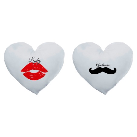 Coppia di cuscini personalizzabili con nomi lady e gentleman