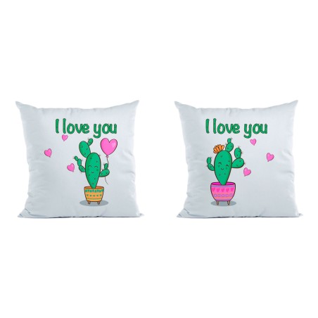 Coppia di cuscini personalizzabili con nomi cactus i love you
