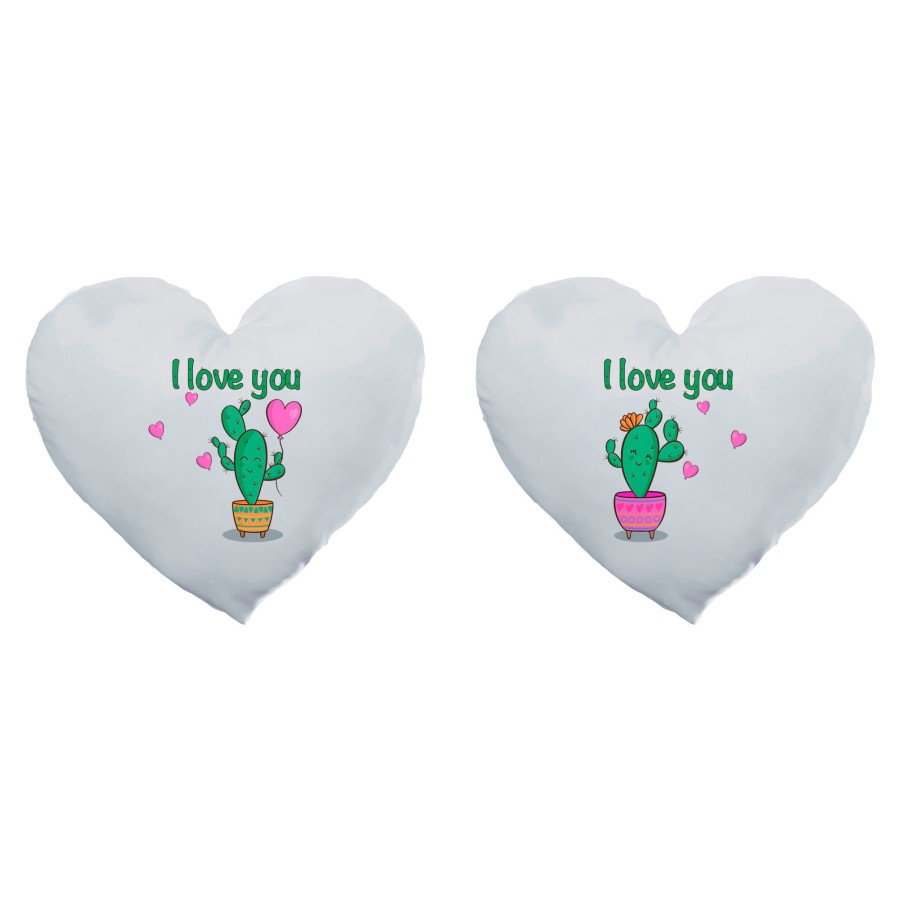 Coppia di cuscini personalizzabili con nomi cactus i love you