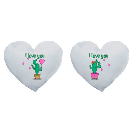 Coppia di cuscini personalizzabili con nomi cactus i love you