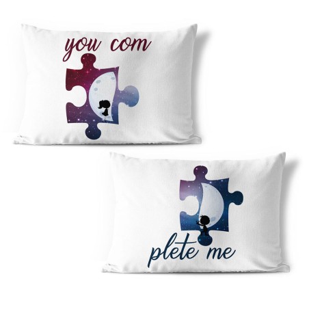 Coppia di federe personalizzabili con nomi puzzle mezza luna
