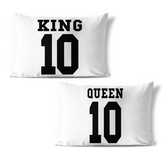 Coppia di federe personalizzate con nomi e numeri king e queen