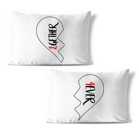 Coppia di federe personalizzabili con nomi 2gether 4ever...
