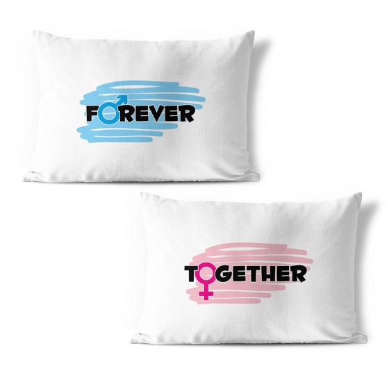 Coppia di federe personalizzabili con nomi together forever