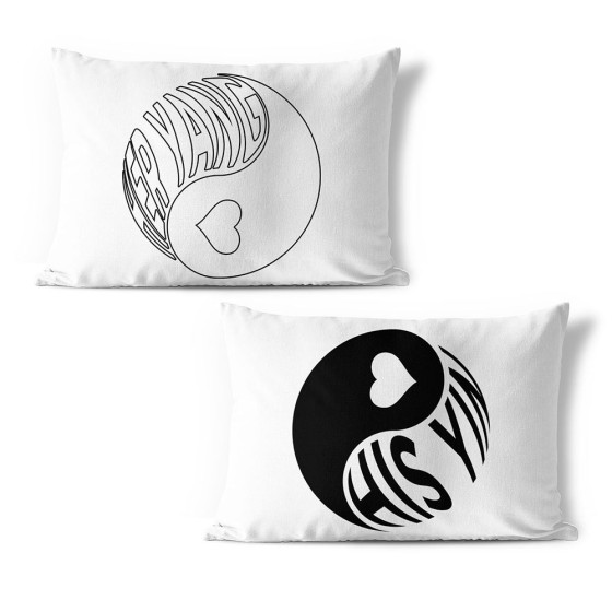 Coppia di federe personalizzabili con nomi his yin her yang