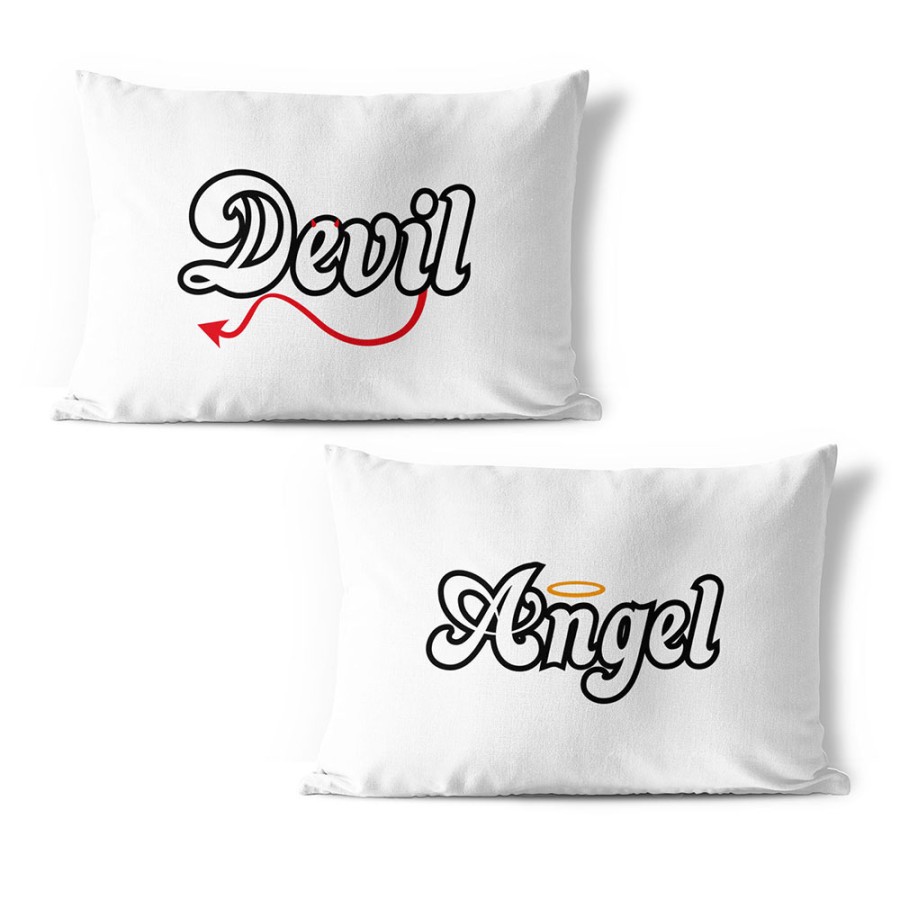 Coppia di federe personalizzabili con nomi angel e devil