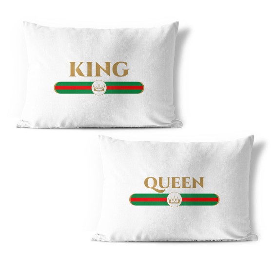 Coppia di federe personalizzabili con nome king e queen brand di lusso