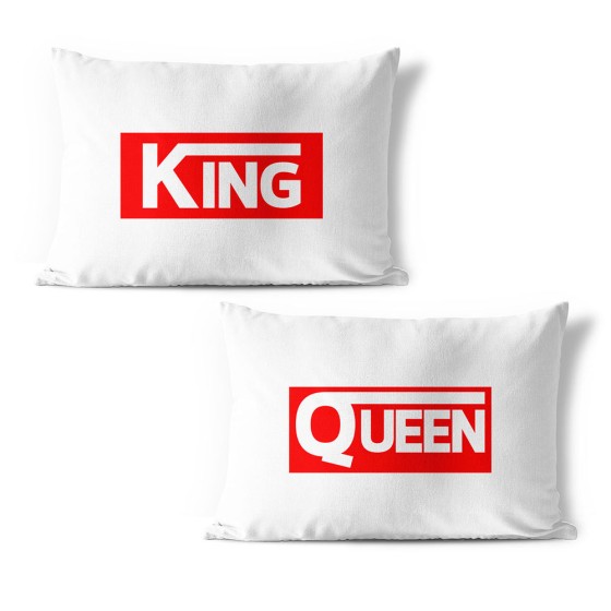 Coppia di federe personalizzabili con nomi v king e v queen