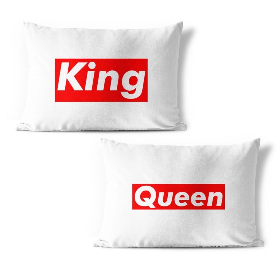 Coppia di federe personalizzabili con nome king e queen supreme love