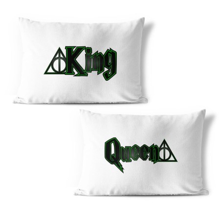 Coppia di federe personalizzabili con nomi king e queen...