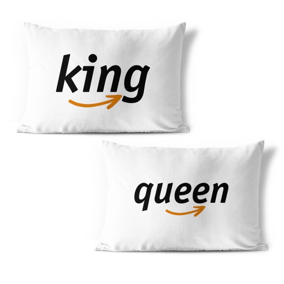 Coppia di federe personalizzabili con nomi king e queen delivery