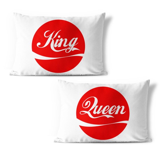 Coppia di federe personalizzabili con nome king e queen cola