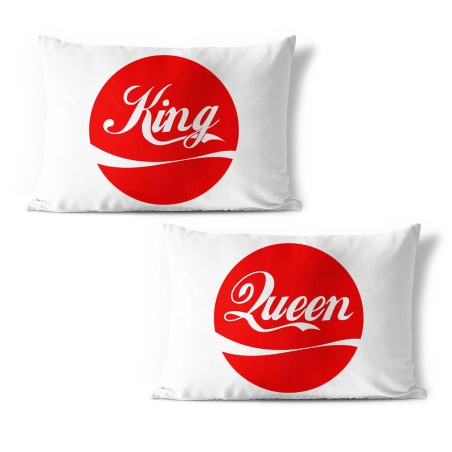 Coppia di federe personalizzabili con nome king e queen cola