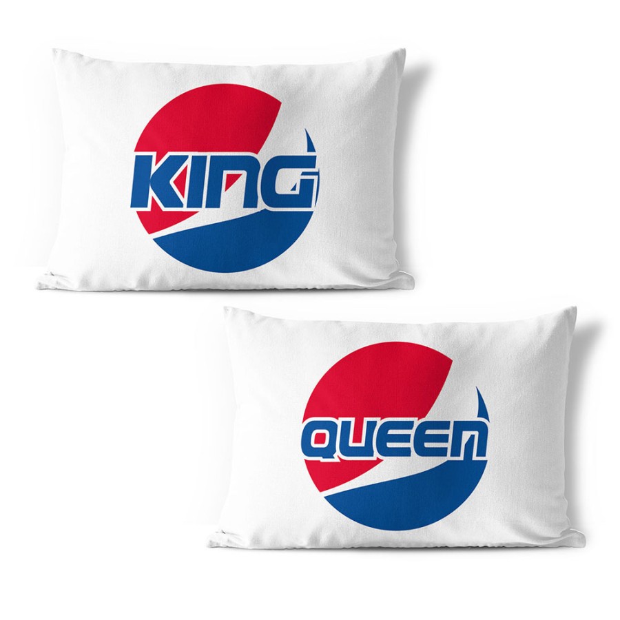 Coppia di federe personalizzabili con nome king e queen pepsi