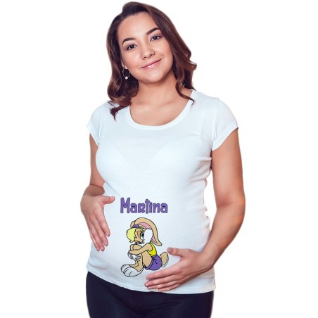 Maglia premaman personalizzata con nome baby lola bunny