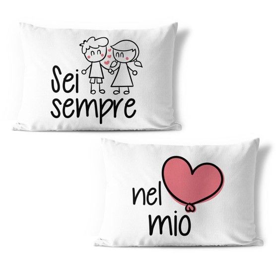 Coppia di federe personalizzabili con nomi sei sempre nel mio cuore