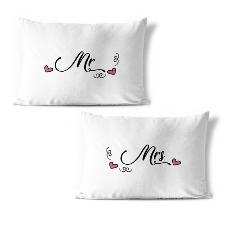 Coppia di federe personalizzabili con nomi mr love e mrs love