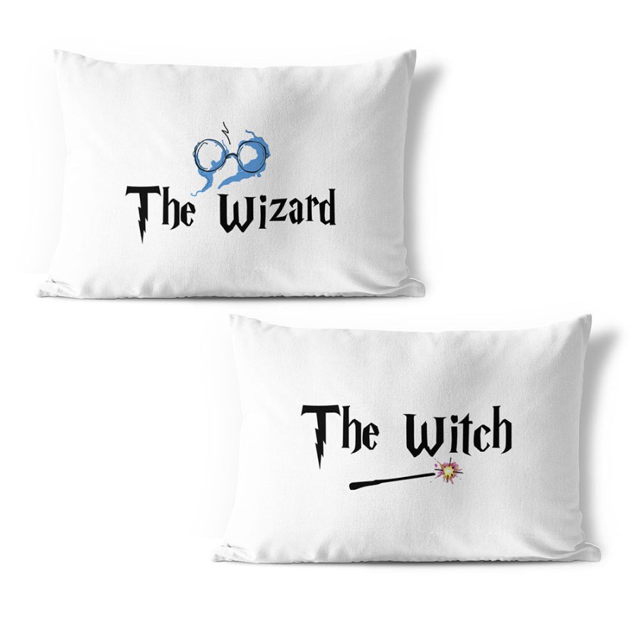 Coppia di federe personalizzabili con nomi the wizard the witch