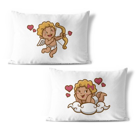 Coppia di federe personalizzabili con nomi cupido con...