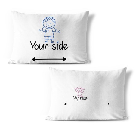 Coppia di federe personalizzabili con nomi your side my...