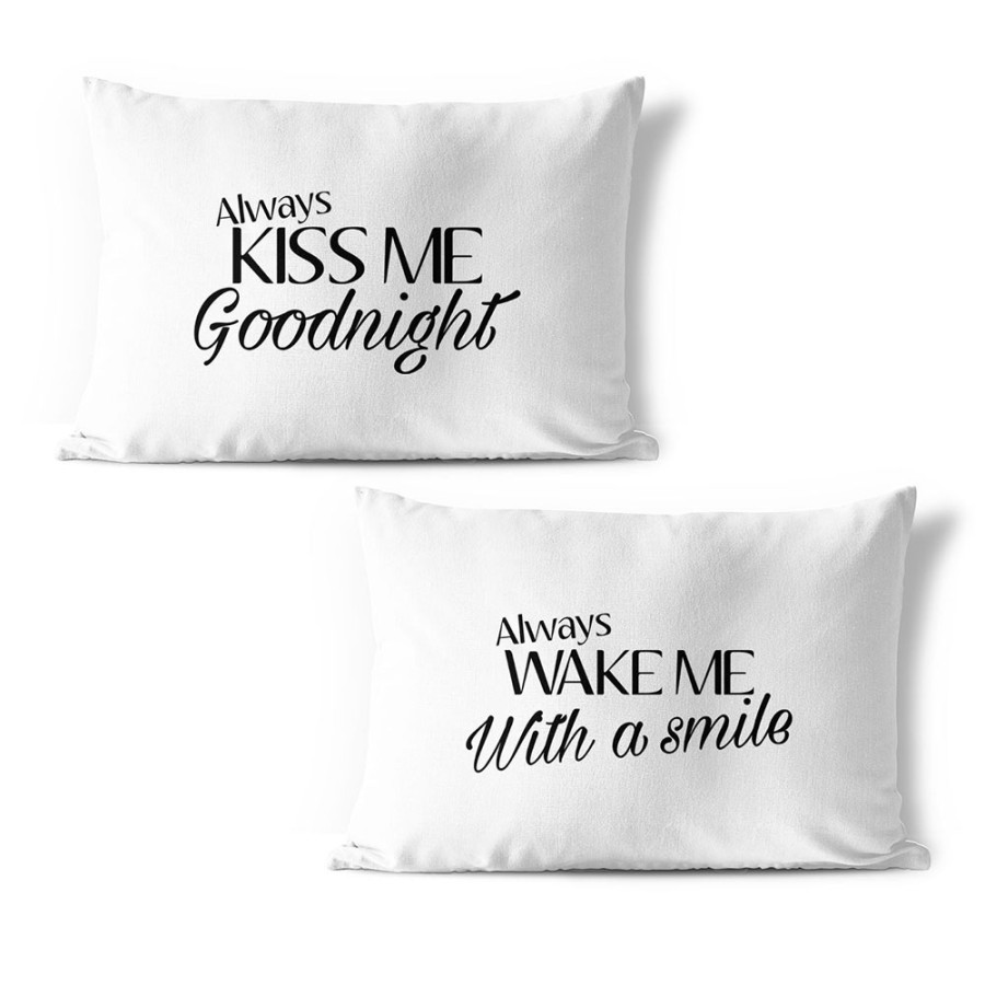Coppia di federe personalizabili con nomi always kiss me always wake me