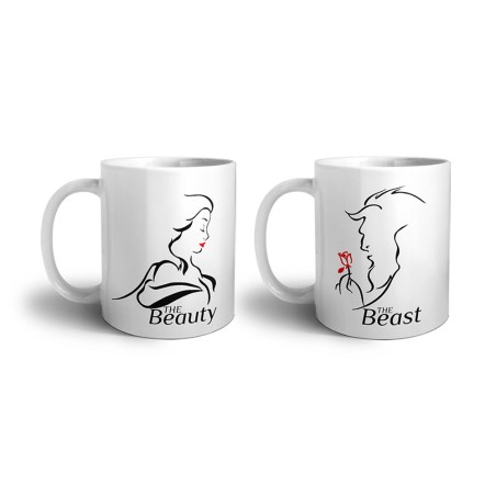 Coppia di tazze personalizzabili con nomi the beast and...