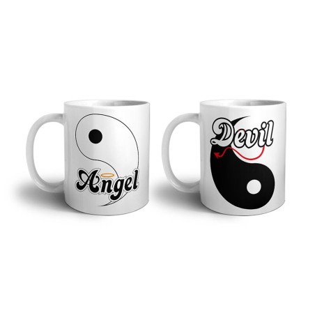 Coppia di tazze personalizzabili con nomi yin e yang...