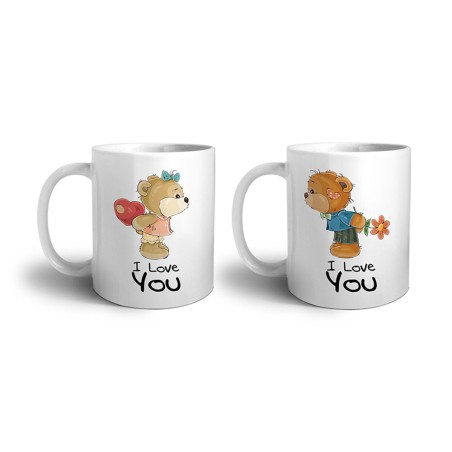 Coppia di tazze personalizzabili con nomi i love you con...