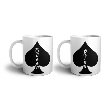 Coppia di tazze personalizzabili con nomi king e queen...