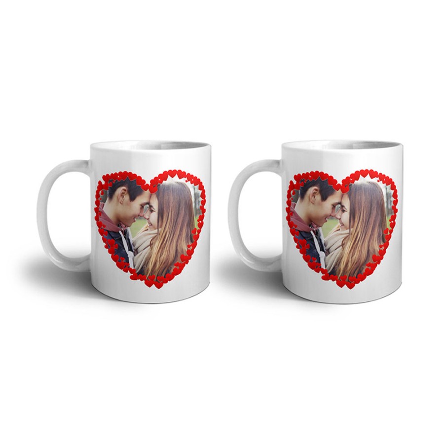 Coppia di tazze personalizzate con foto cuore di rose