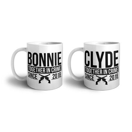 Coppia di tazze personalizzate con anno bonnie e clyde...