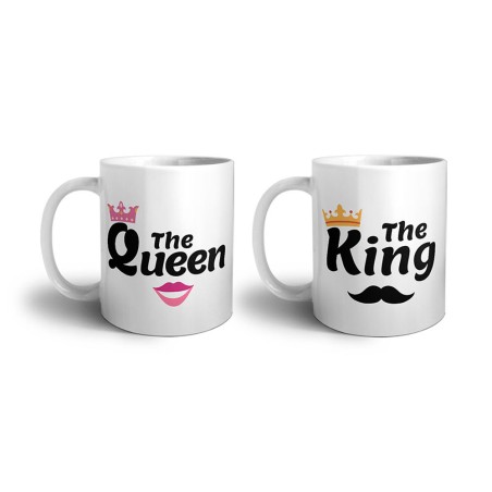 Coppia di tazze personalizzabili con nomi king e queen smile