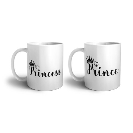Coppia di tazze personalizzabili con nomi i'm a prince...