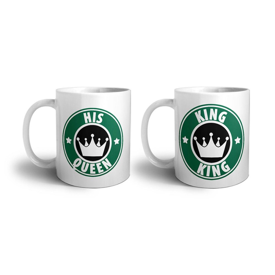 Coppia di tazze personalizzabili con nome king e queen starb