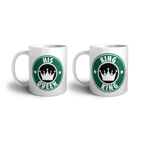 Coppia di tazze personalizzabili con nome king e queen starb