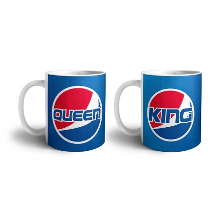 Coppia di tazze personalizzabili con nome king e queen pepsi