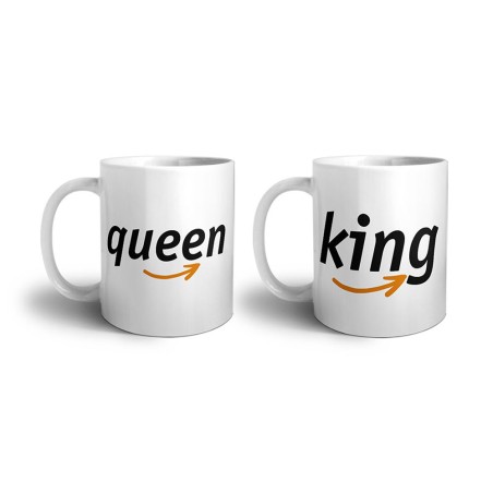 Coppia di tazze personalizzabili con nomi king e queen...
