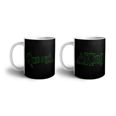Coppia di tazze personalizzabili con nomi king e queen...