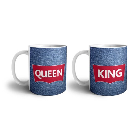 Coppia di tazze personalizzabili con nomi king e queen...