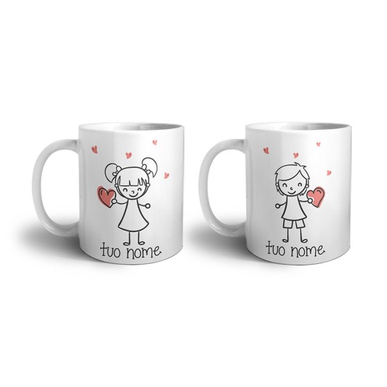 Coppia di tazze personalizzate con nomi omini con cuore