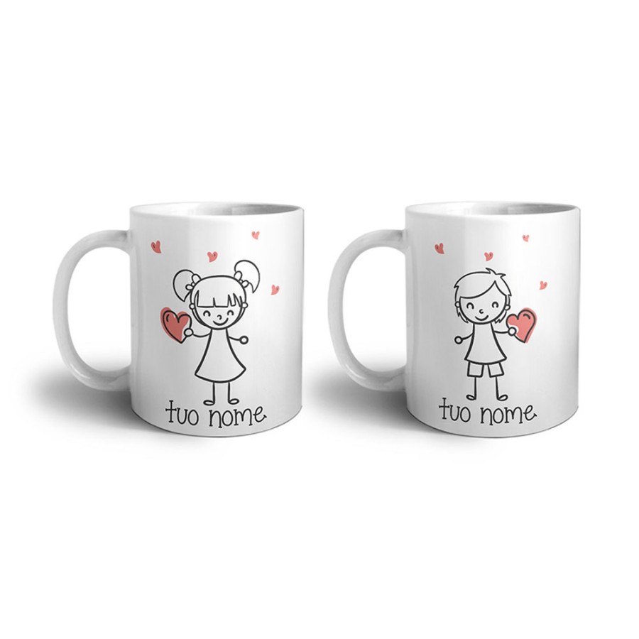 Coppia di tazze personalizzate con nomi omini con cuore