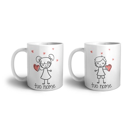 Coppia di tazze personalizzate con nomi omini con cuore