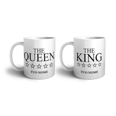 Coppia di tazze personalizzabili con nome her king his...
