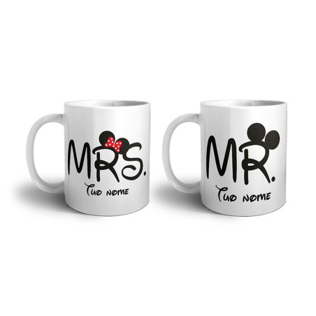 Coppia di tazze personalizzabili con nomi mr and mrs con...