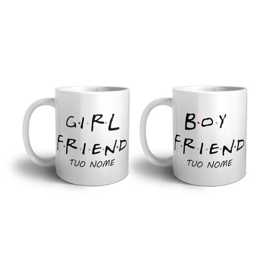 Coppia di tazze personalizzabili con nomi girl friend boy friend friends