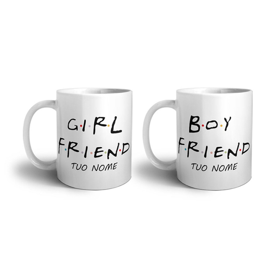 Coppia di tazze personalizzabili con nomi girl friend boy friend friends