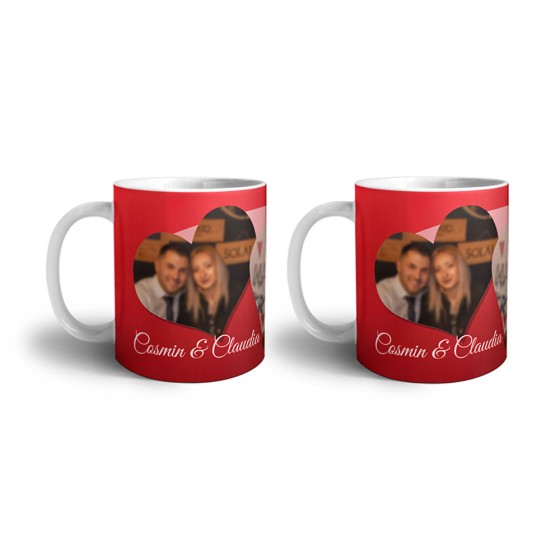 Coppia di tazze personalizzate con foto e nomi love hearts