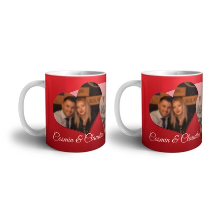 Coppia di tazze personalizzate con foto e nomi love hearts