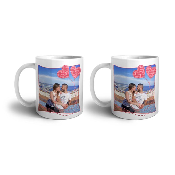 Coppia di tazze personalizzate con foto love palloncini