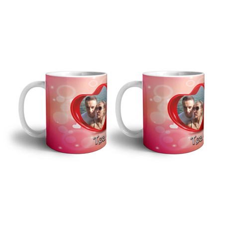 Coppia di tazze personalizzate con nomi e foto due cuori